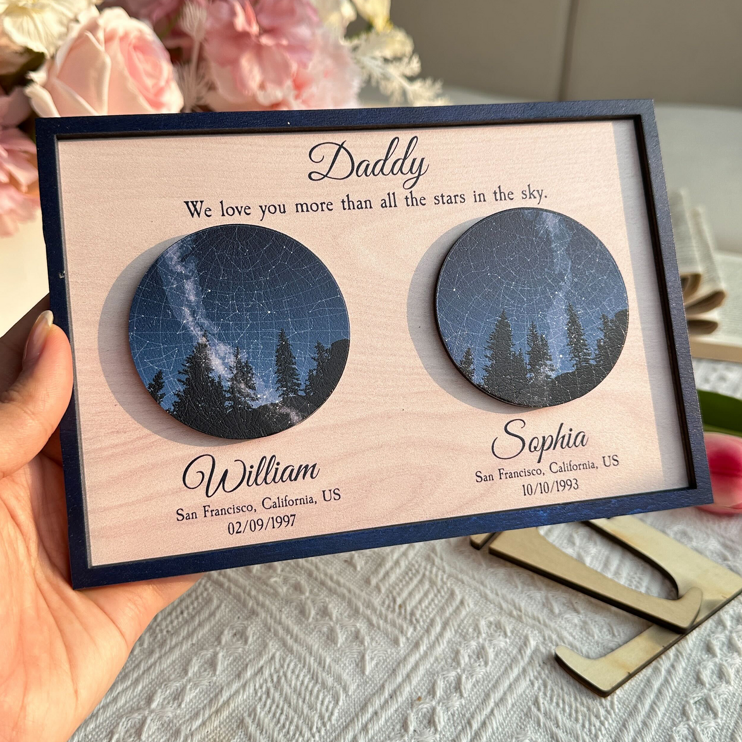 We Love You More Than All The Stars In The Sky - Personalized 2 Layers Wooden Plaque
