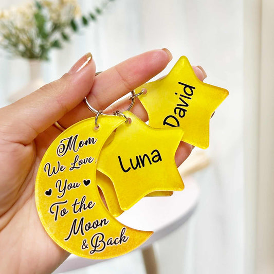 We Love You To The Moon And Back - Personalized Acrylic Keychain