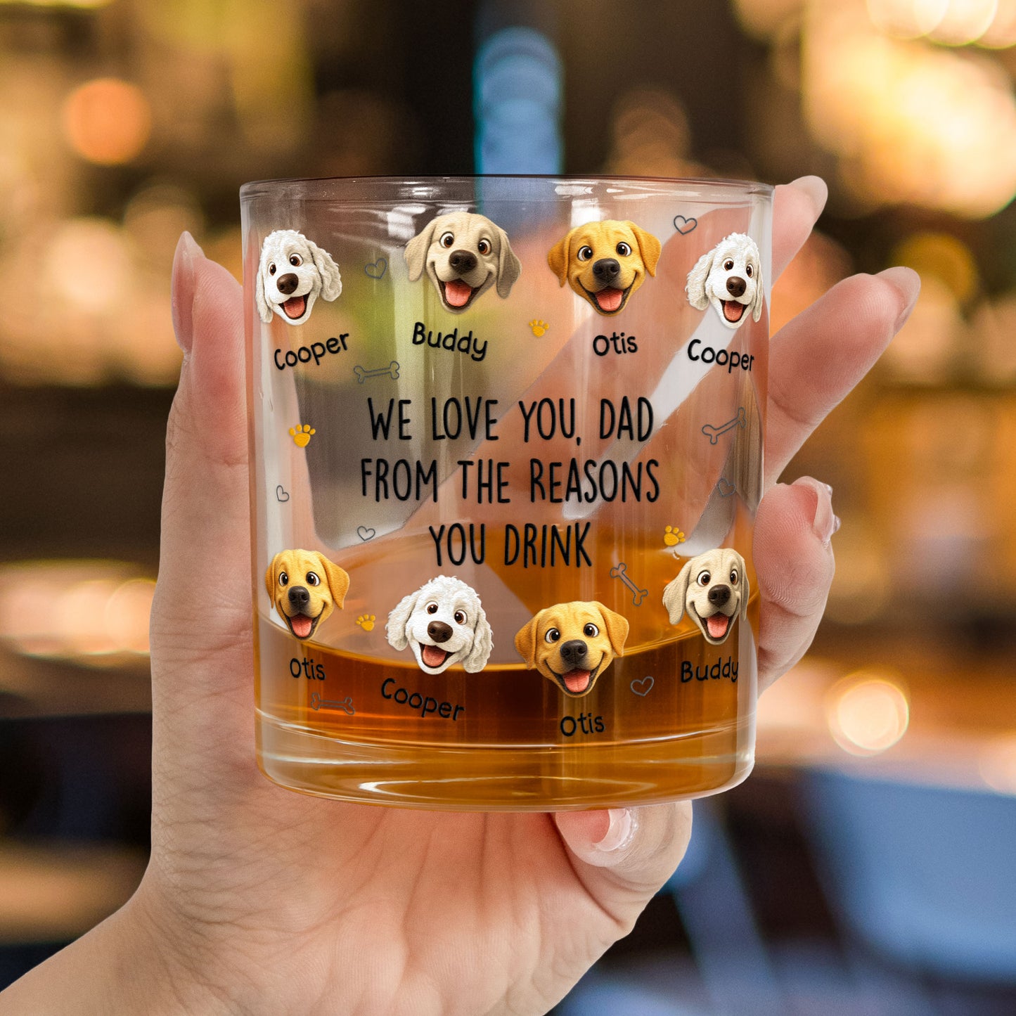 We Love You, Dad From The Reasons You Drink - For Dog Dad, Dog Mom - Personalized Whiskey Glass