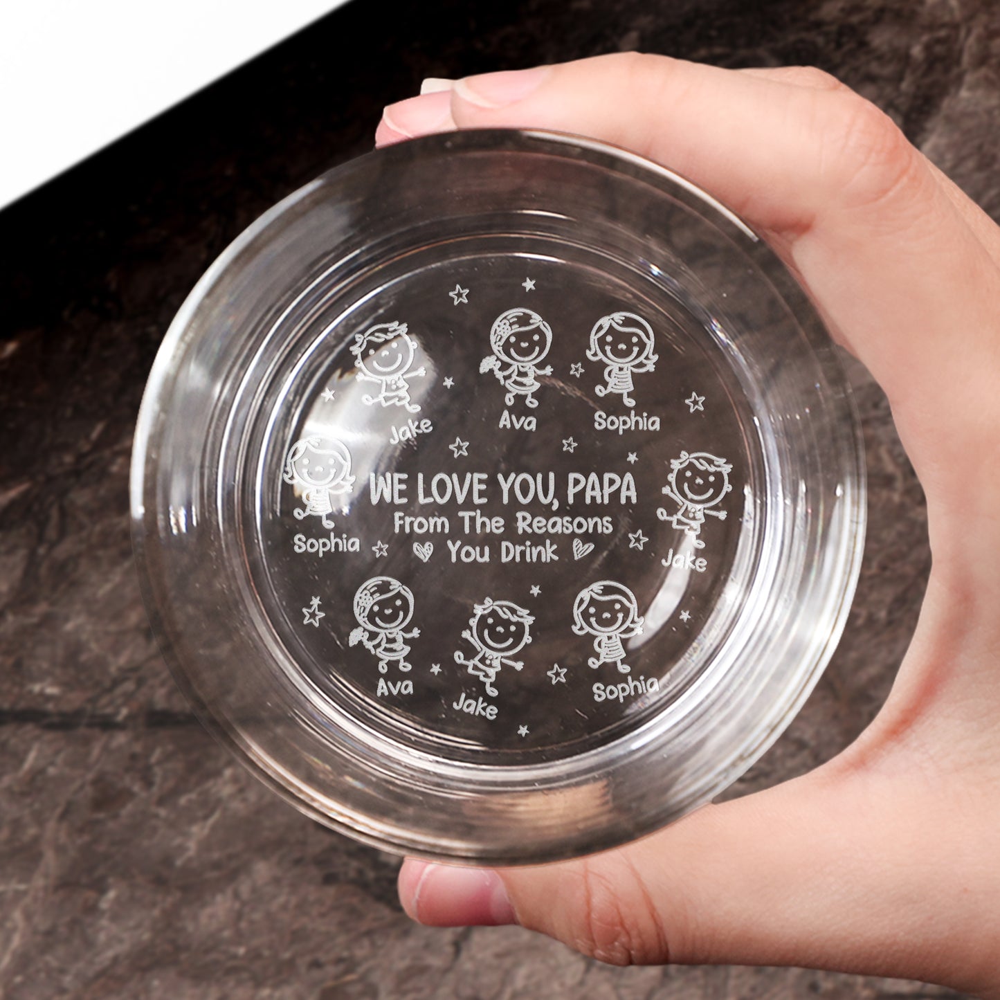 We Love You, Papa From The Reasons You Drink - Custom Title For Dad, Grandpa - Personalized Engraved Whiskey Glass