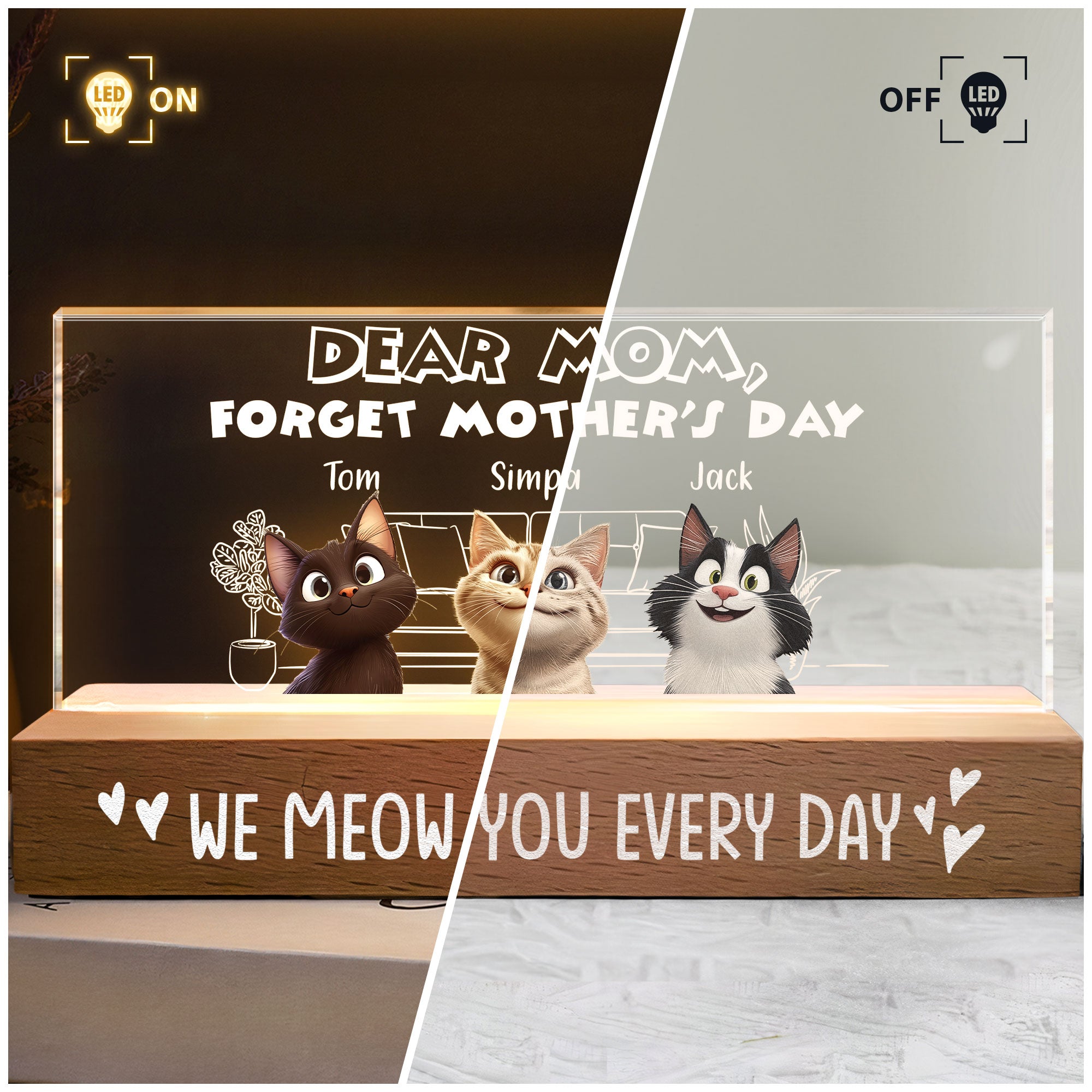 We Meow You Every Day - Personalized LED Night Light