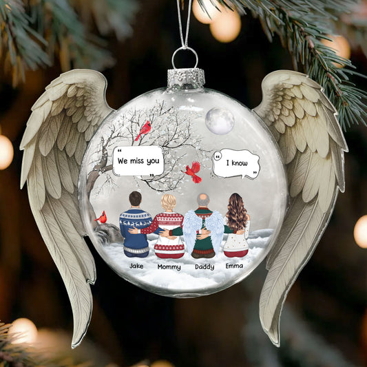 We Miss You Memorial Christmas Ornament - Personalized Memorial Glass Ornament