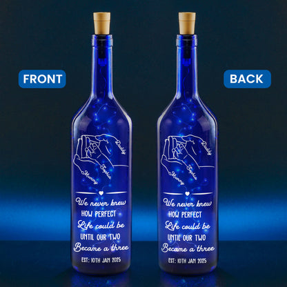 We Never Knew How Perfect Life Could Be - Personalized Blue Bottle Lamp