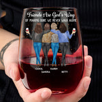 We Never Walk Alone Friendship - Personalized Stemless Wine Glass - Gift For Friend