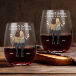 We Never Walk Alone Friendship - Personalized Stemless Wine Glass - Gift For Friend