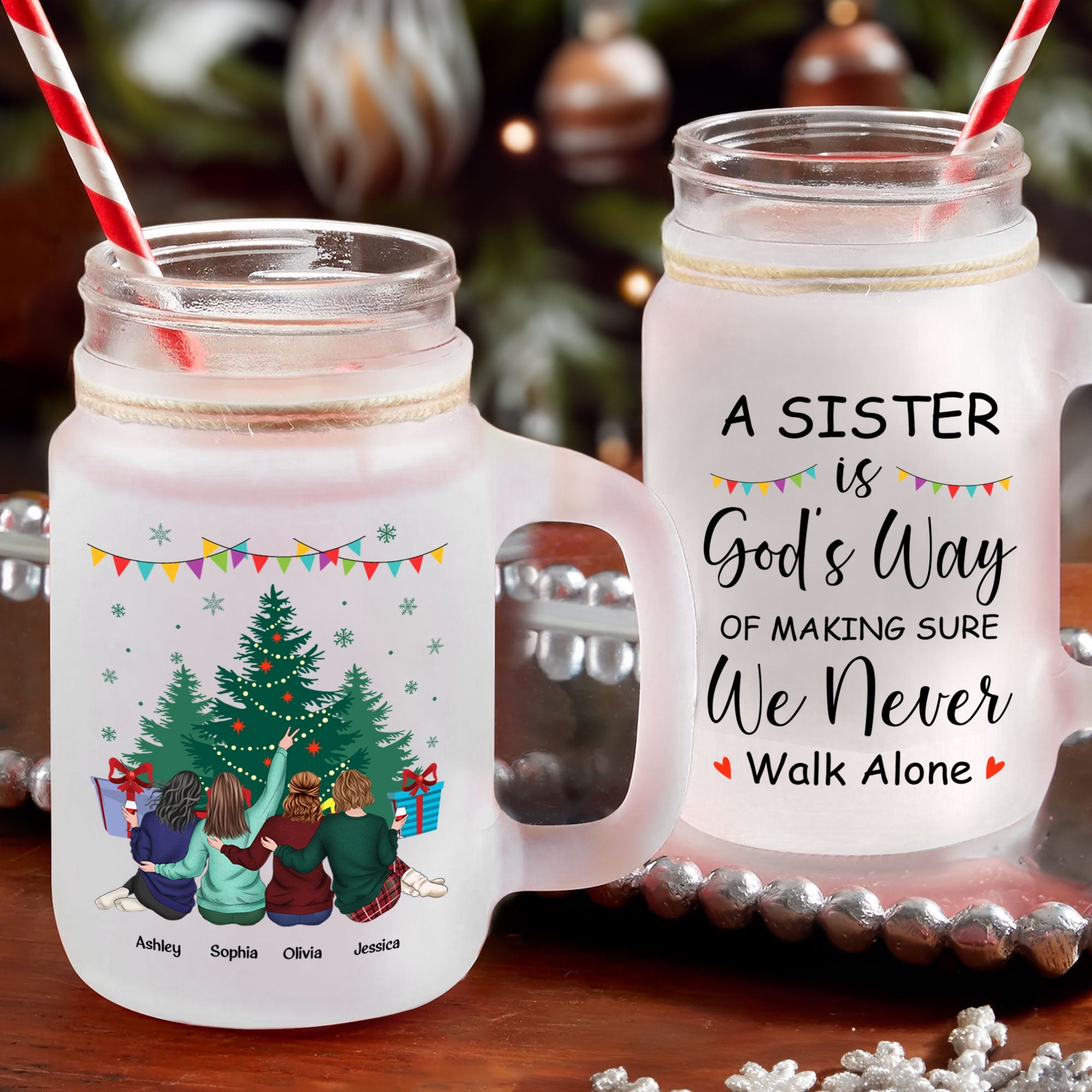 We Never Walk Alone - Personalized Mason Jar Cup With Straw - Macorner