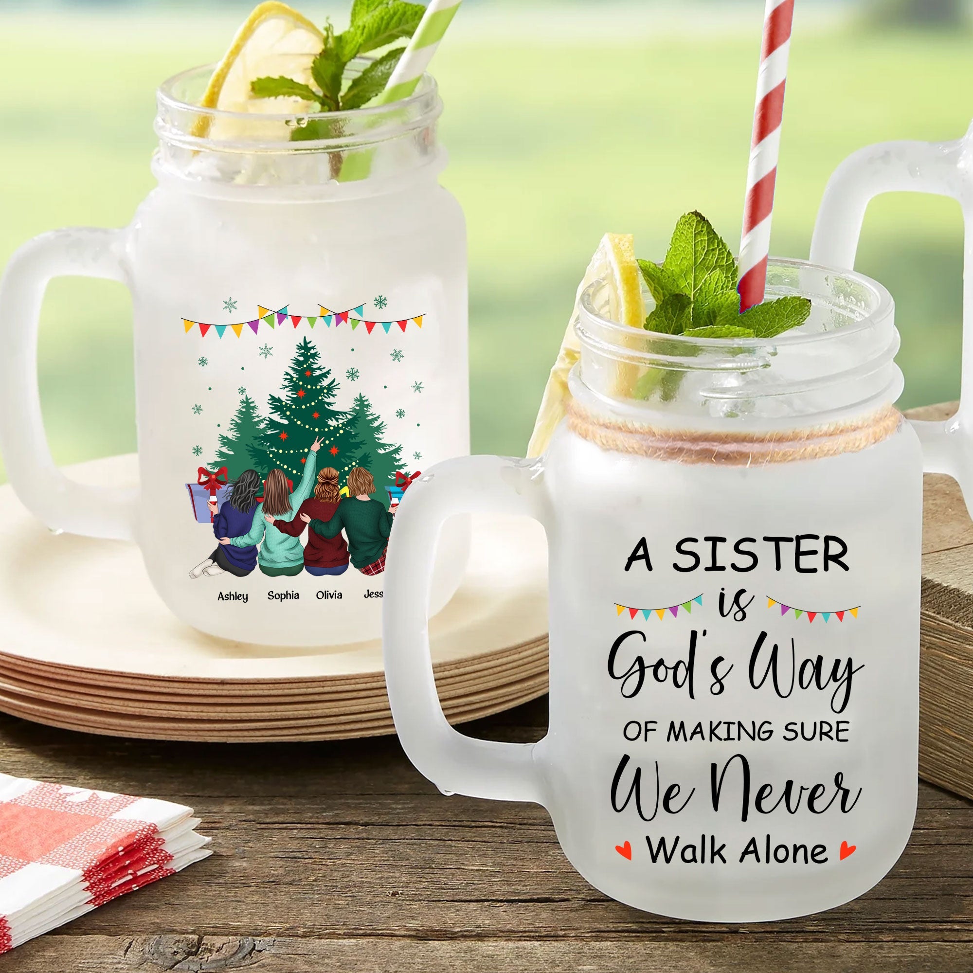 We Never Walk Alone - Personalized Mason Jar Cup With Straw - Macorner