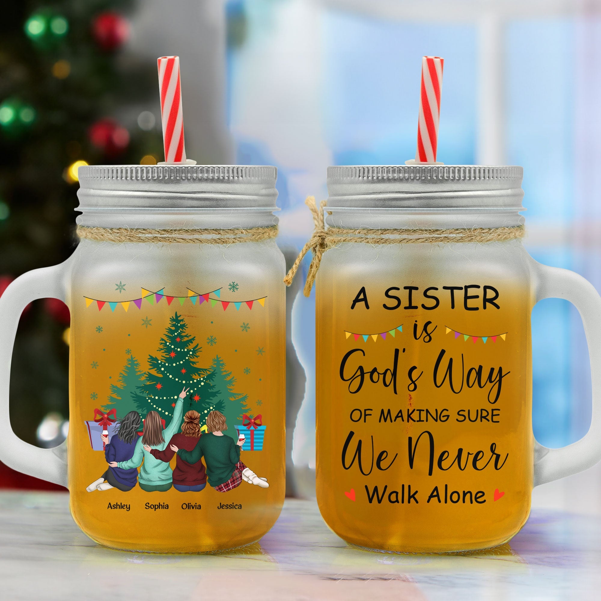 We Never Walk Alone - Personalized Mason Jar Cup With Straw - Macorner