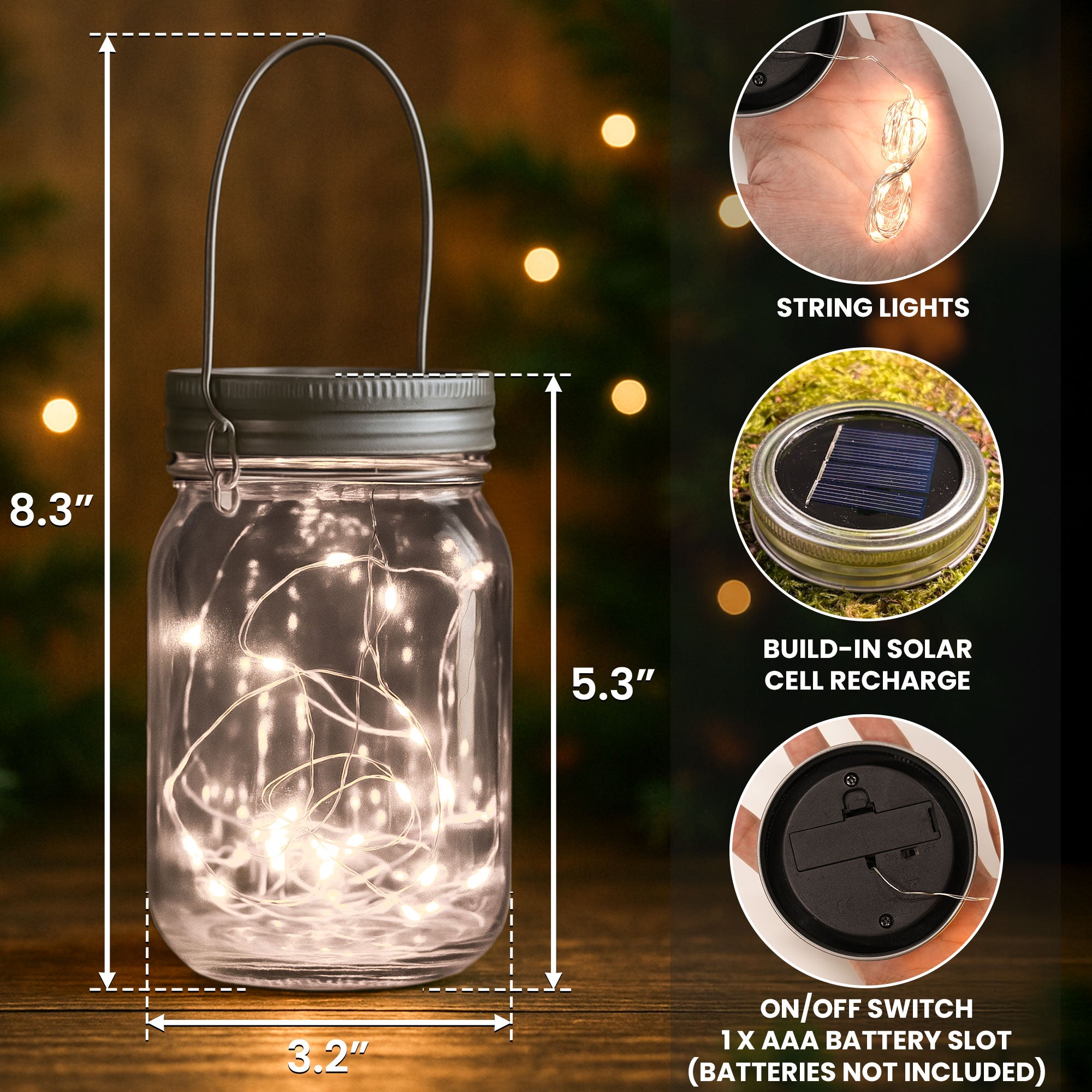 We Never Walk Alone - Personalized Solar Mason Jar Light
