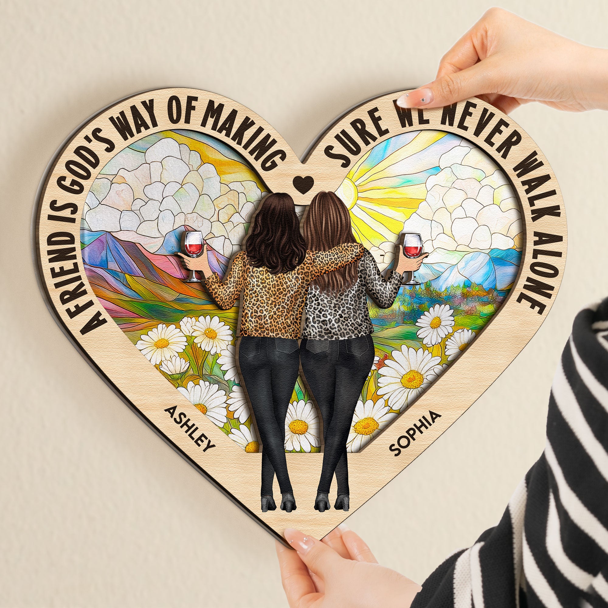We Never Walk Alone - Personalized Wood And Acrylic Wall Art