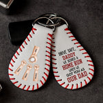 We Scored A Home Run When We Got You As Our Dad - Personalized Leather Baseball Keychain
