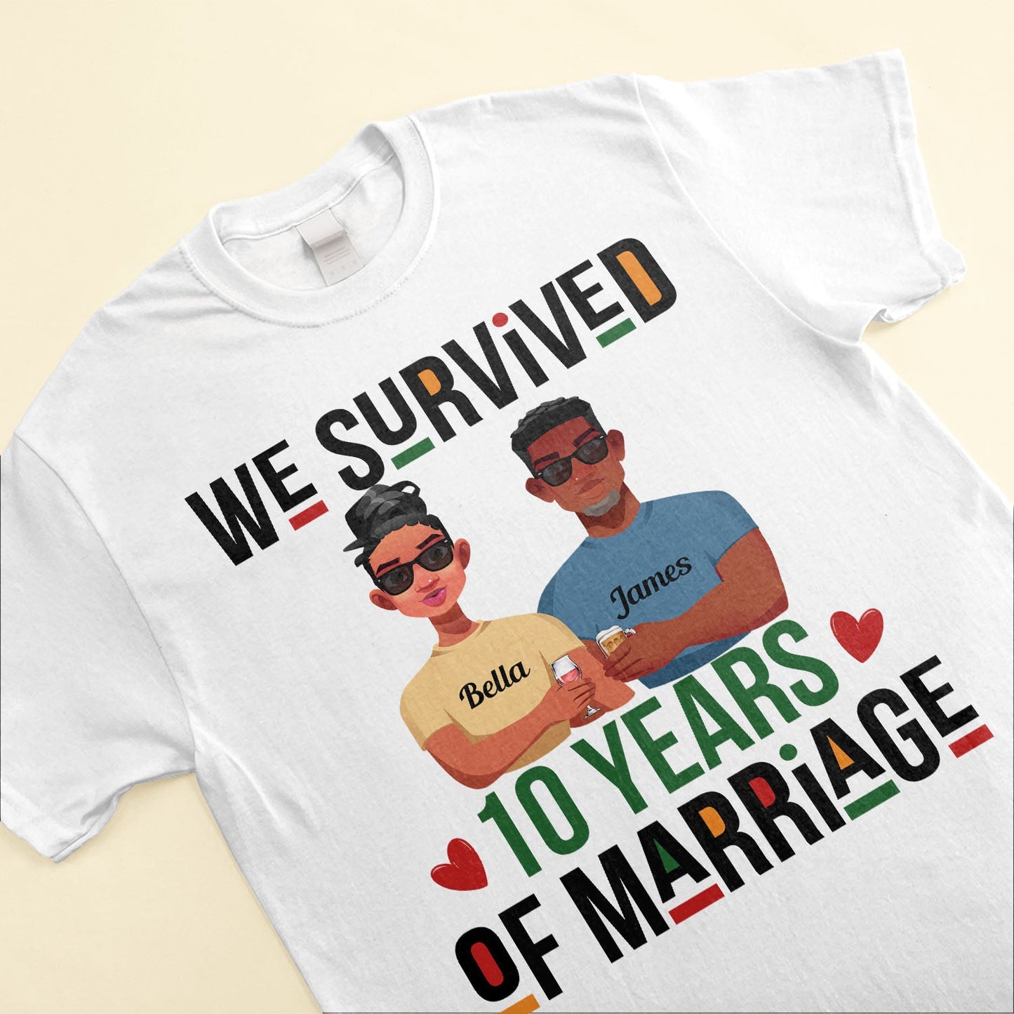 We Survived Years Of Marriage - Personalized Matching Couple Shirts