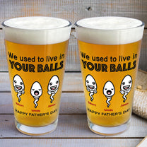 We Used To Live In Your Balls - Personalized Beer Glass