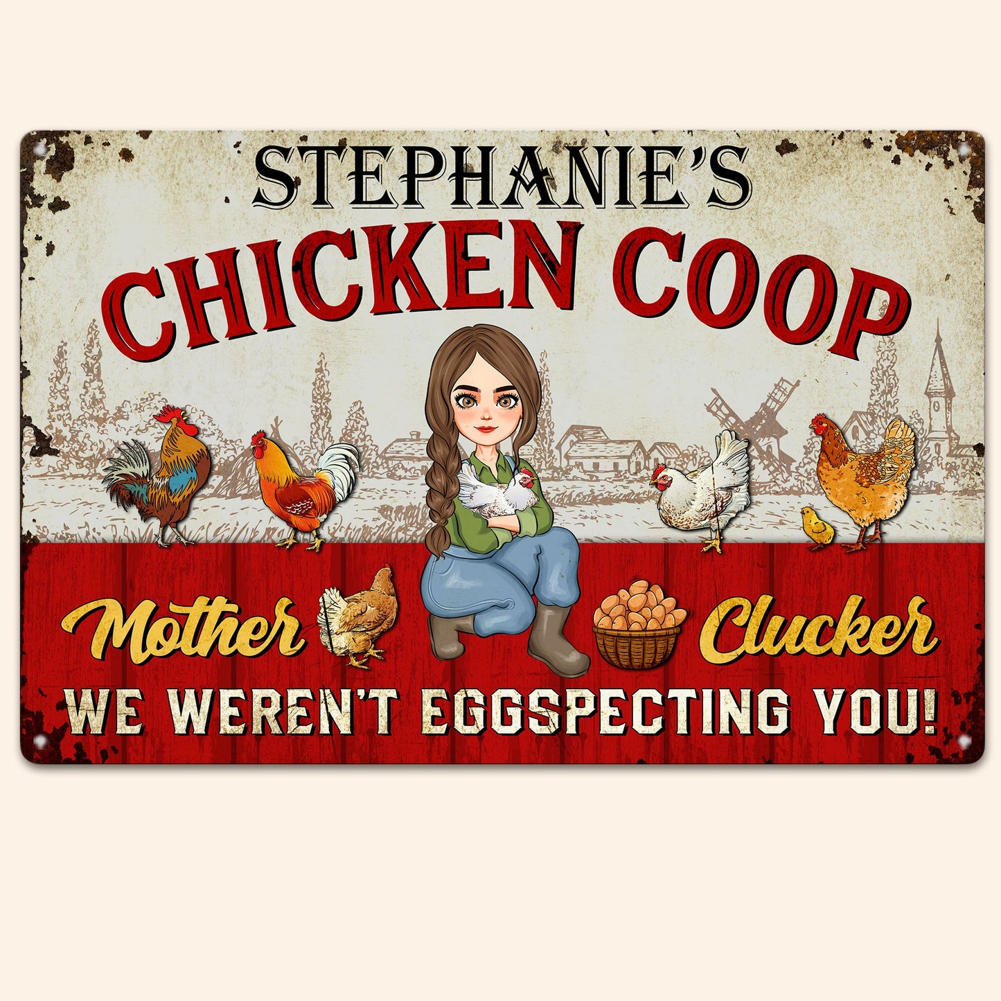 We Weren't Eggspecting You! - Personalized Metal Sign