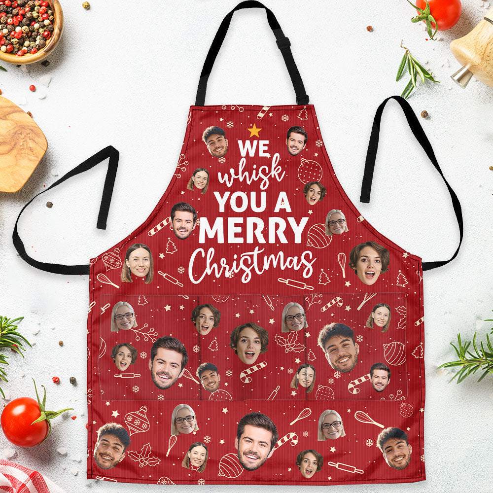 We Whisk You A Merry Christmas - Personalized Photo Apron With Pocket