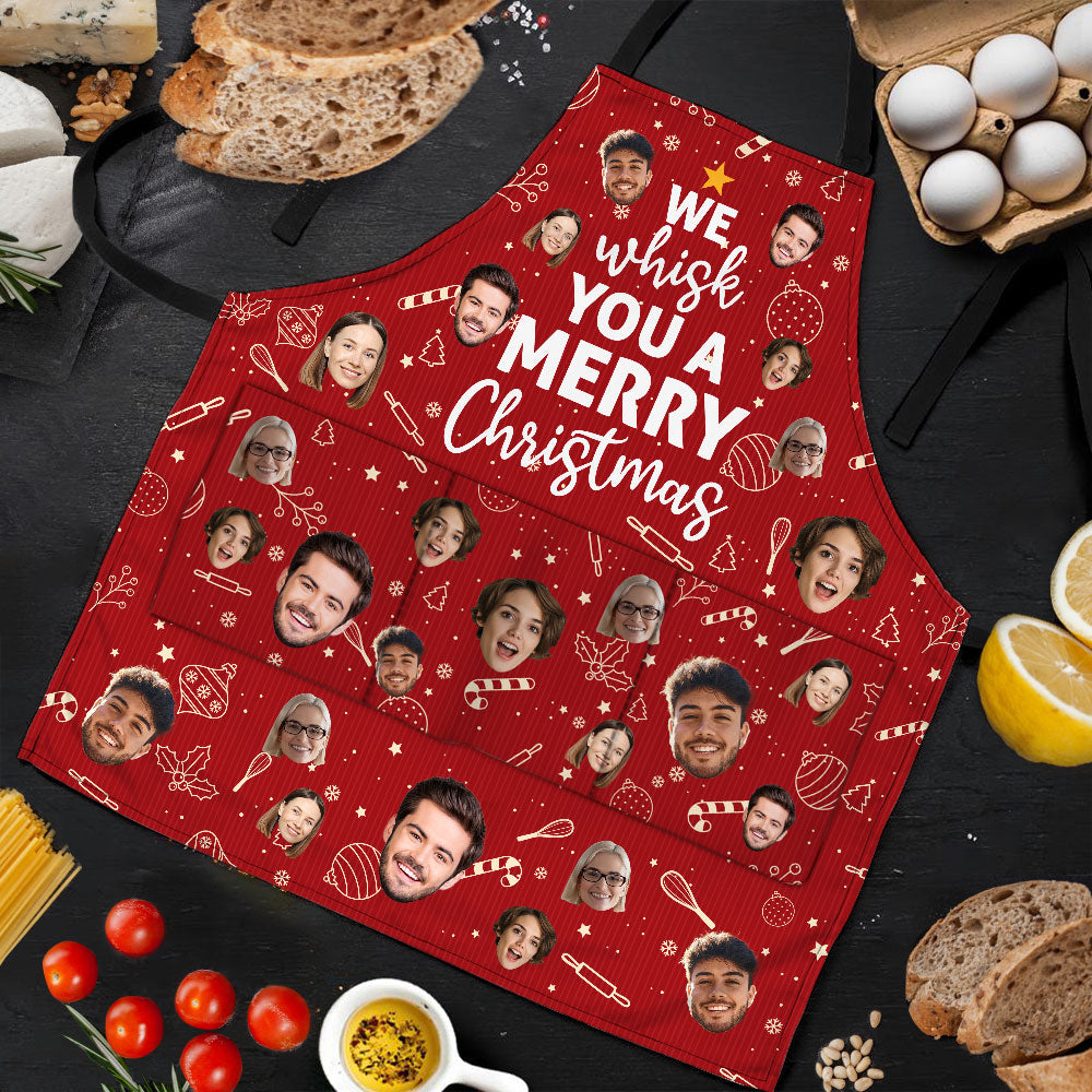 We Whisk You A Merry Christmas - Personalized Photo Apron With Pocket