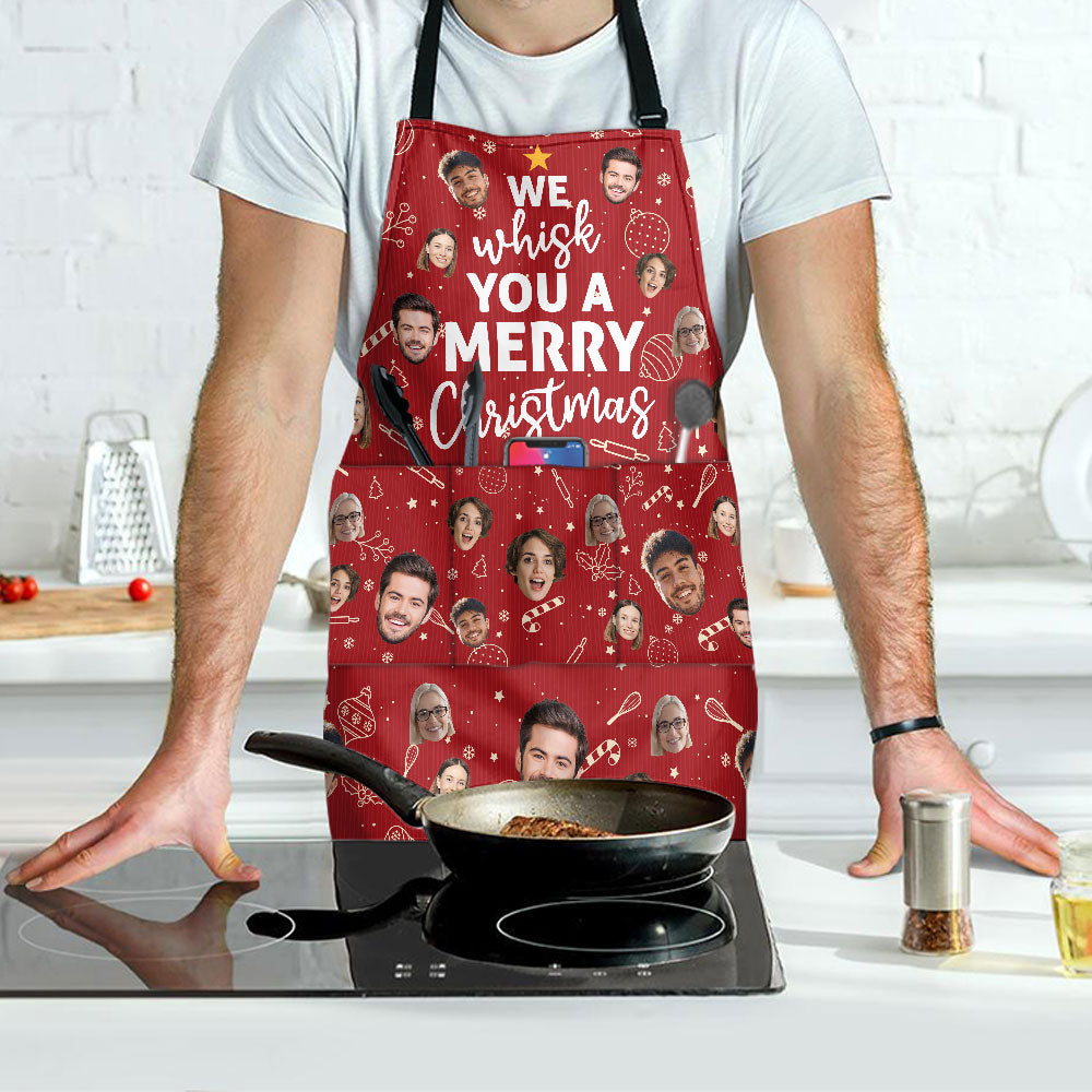 We Whisk You A Merry Christmas - Personalized Photo Apron With Pocket