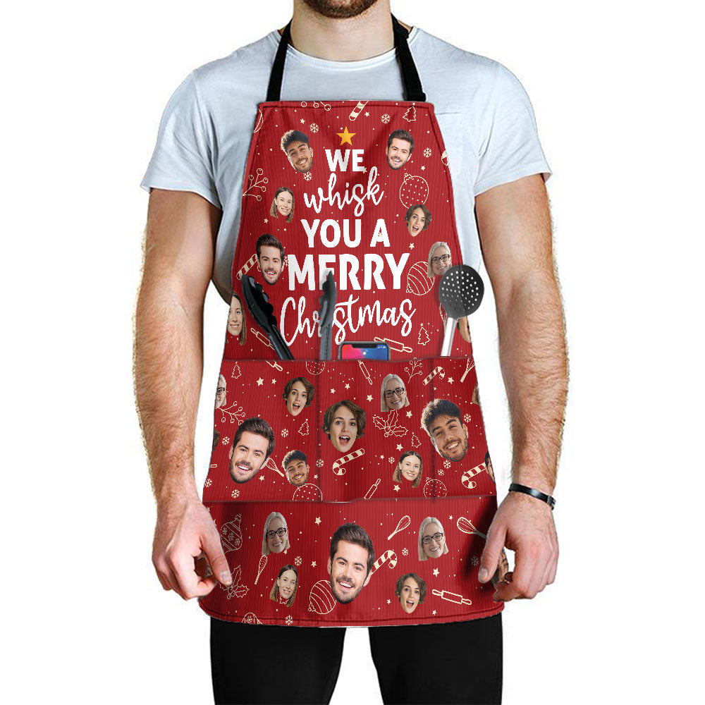 We Whisk You A Merry Christmas - Personalized Photo Apron With Pocket