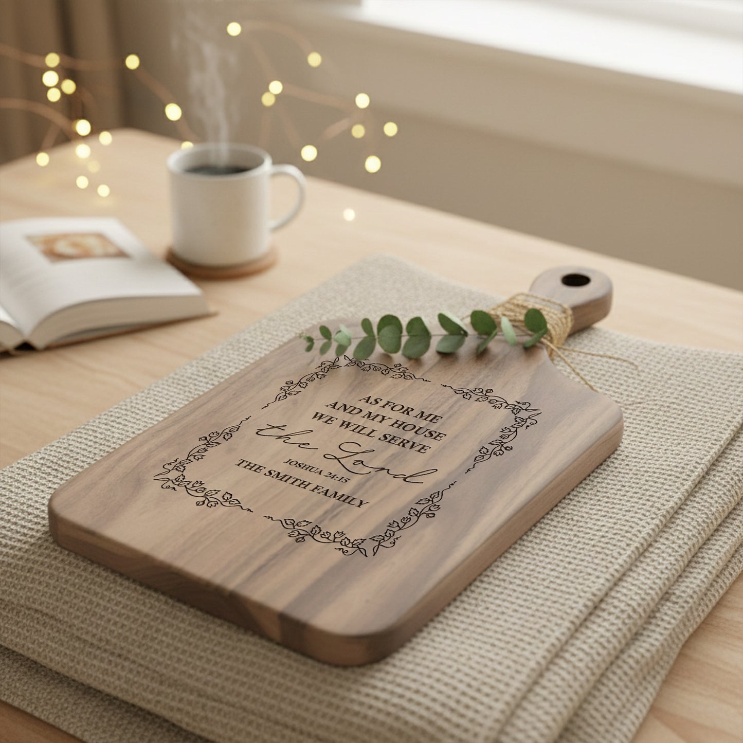 We Will Serve The Lord - Joshua 24:15 - Personalized Paddle Cutting Board