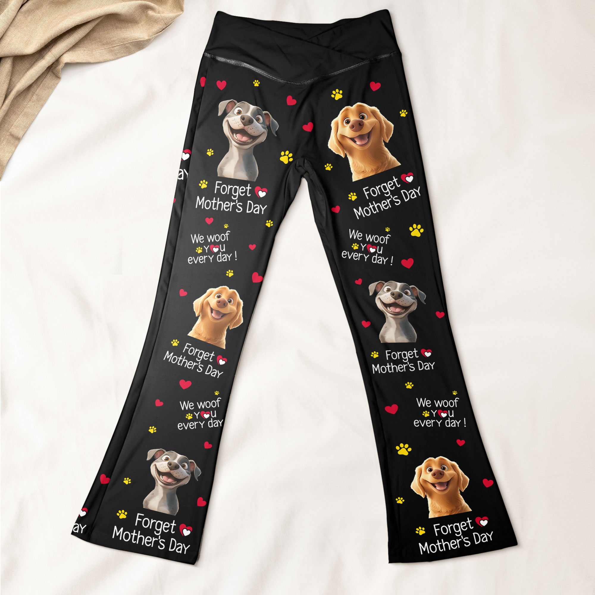 We Woof You We Meow You New Version - Personalized Flare Leggings