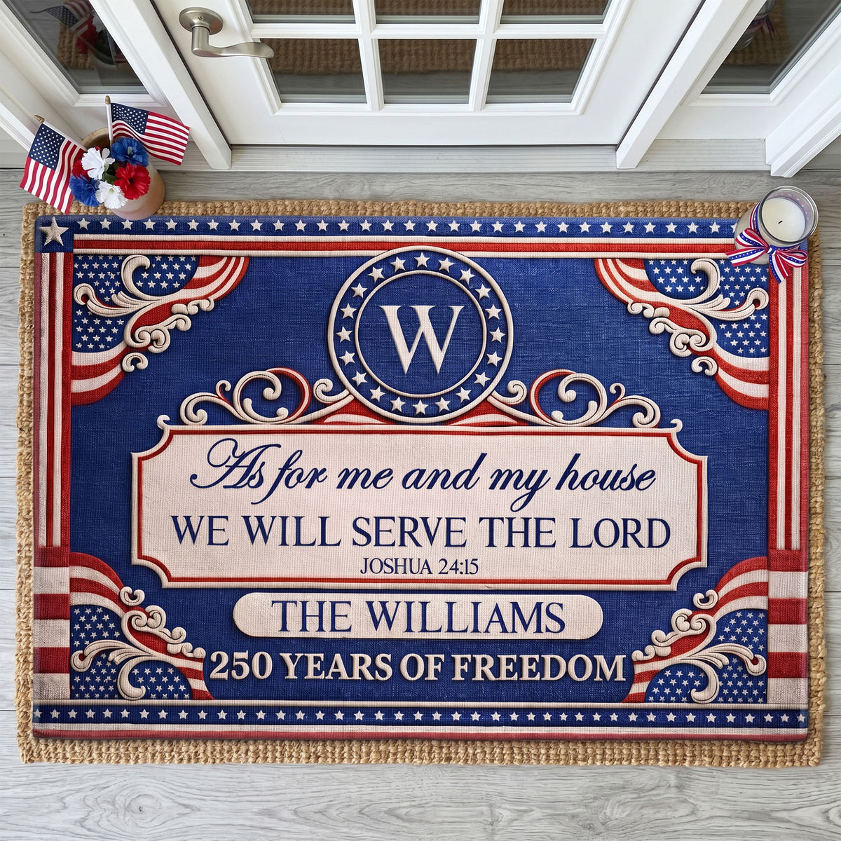 We'Ll-Serve-The-Lord-250-Years-Of-Freedom-Personalized-Doormat-1