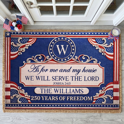We'll Serve The Lord - 250 Years Of Freedom - Personalized Doormat