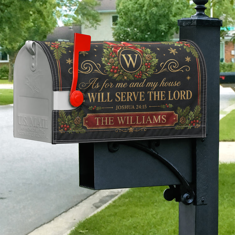 We'Ll-Serve-The-Lord-Christmas-Decor-Personalized-Mailbox-Cover-2