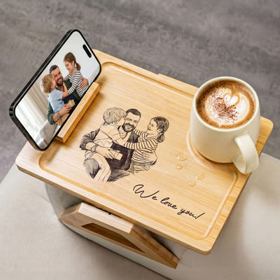 We Love You Dad Sketch Line Art Father's Day Gift For Husband - Personalized Couch Arm Table
