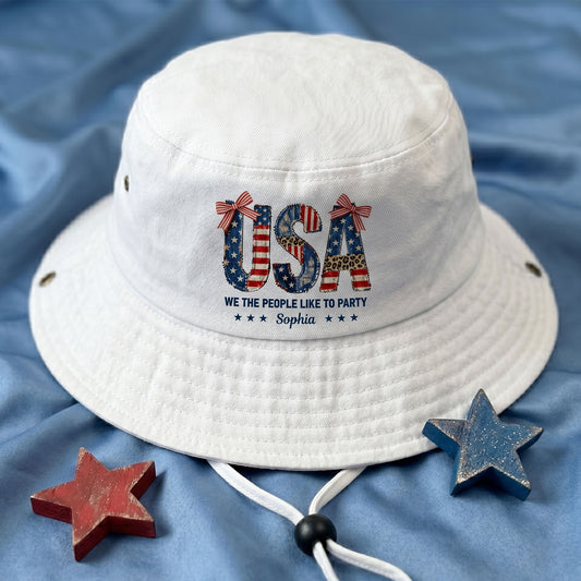 We-The-People-Like-To-Party-250-Years-Of-Freedom-Faux-Pattern-Personalized-Bucket-Hat-1