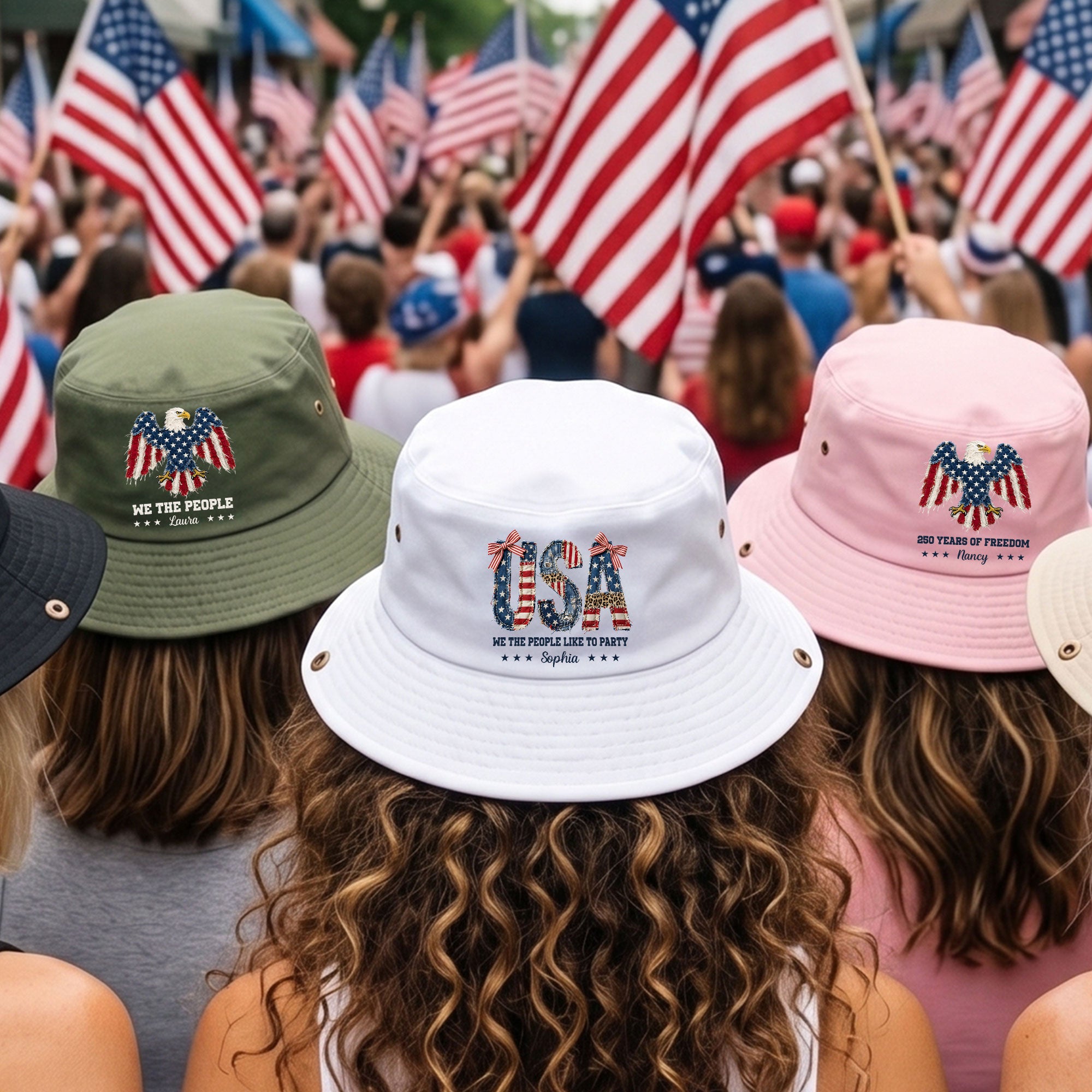 We-The-People-Like-To-Party-250-Years-Of-Freedom-Faux-Pattern-Personalized-Bucket-Hat-5