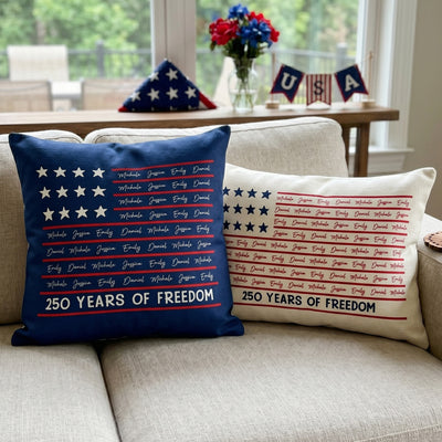 We The People Patriotic Repeating Name 250th Anniversary - Personalized Pillow Cover