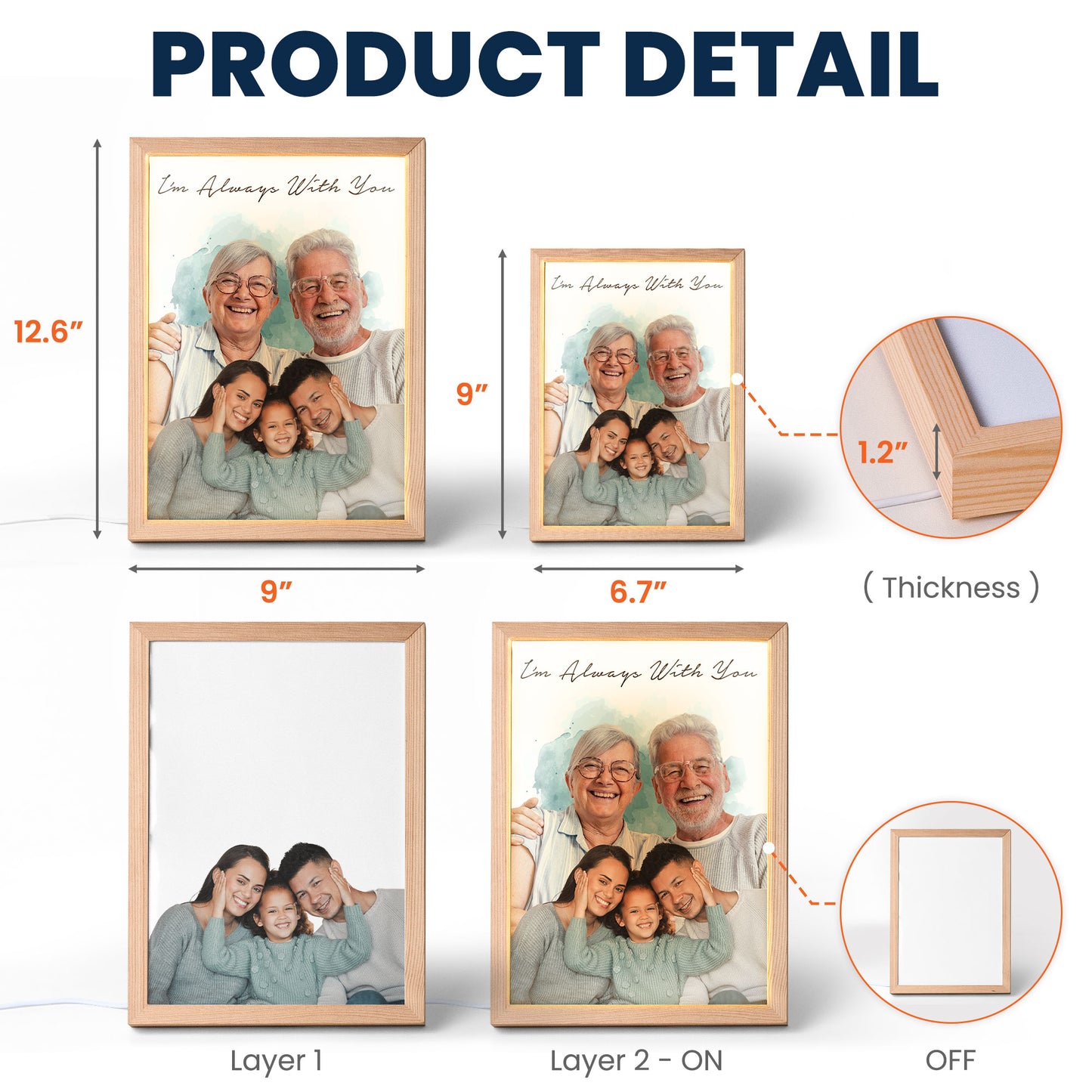 We're Always With You - Personalized Light Up Photo Frame