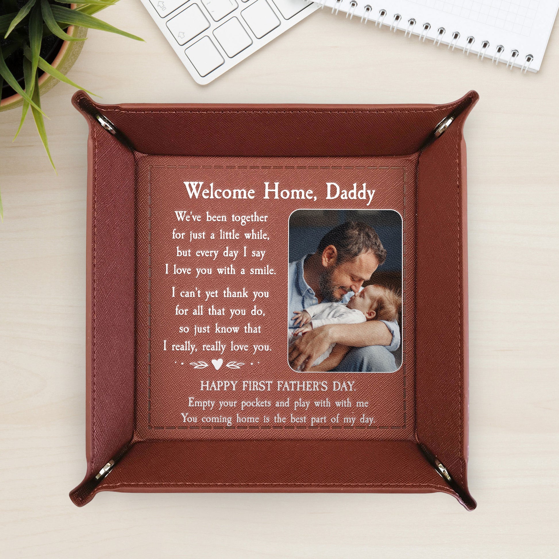 We've Been Together For Just A Little While New Dad - Personalized Leather Valet Tray