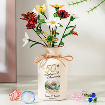 Wedding Anniversary Gift For Her - Personalized Photo Vase With Glass Birth Month Flowers