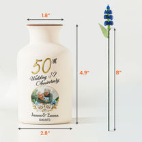 Wedding Anniversary Gift For Her - Personalized Photo Vase With Glass Birth Month Flowers