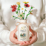 Wedding Anniversary Gift For Her - Personalized Photo Vase With Glass Birth Month Flowers