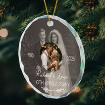 Wedding Anniversary Then & Now Couples Photo - Personalized Glass Photo Ornament