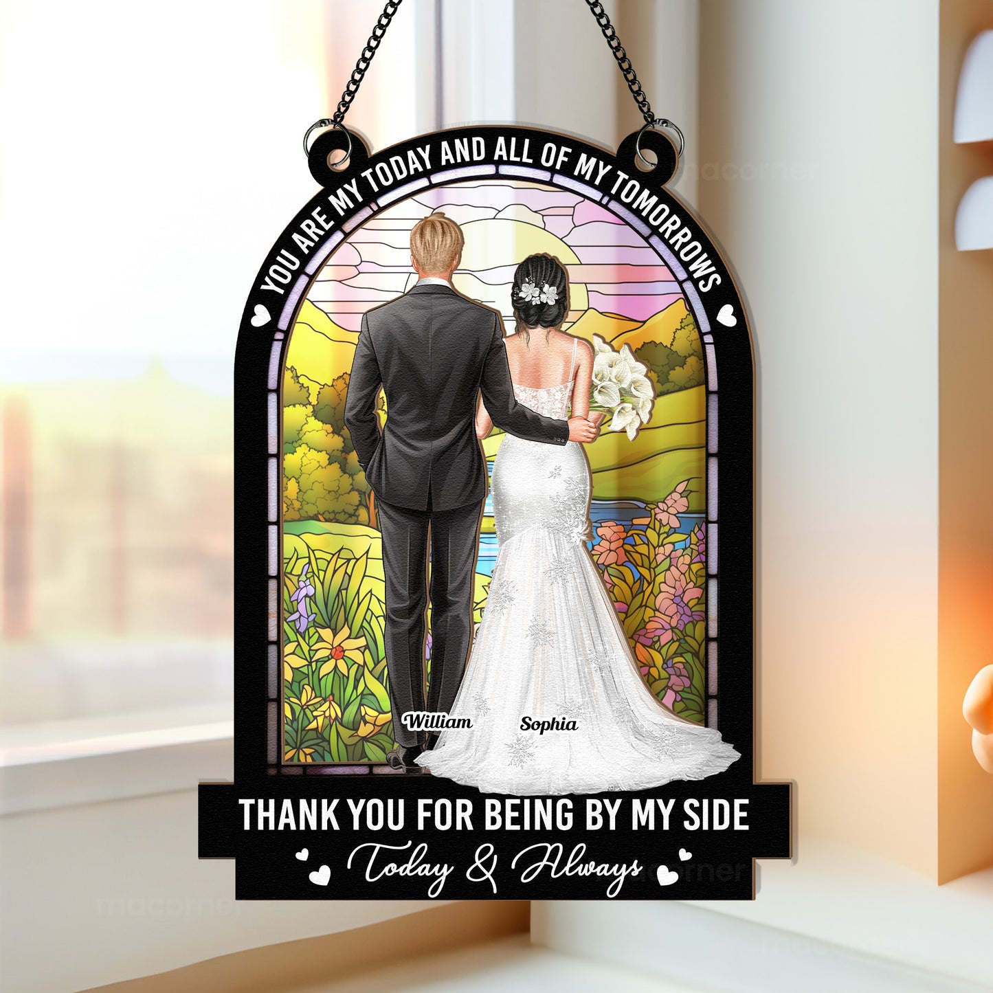 Wedding Gift All Of My Tomorrows - Personalized Window Hanging Suncatcher Ornament