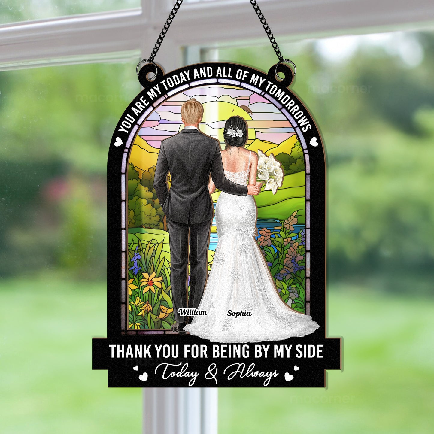 Wedding Gift All Of My Tomorrows - Personalized Window Hanging Suncatcher Ornament