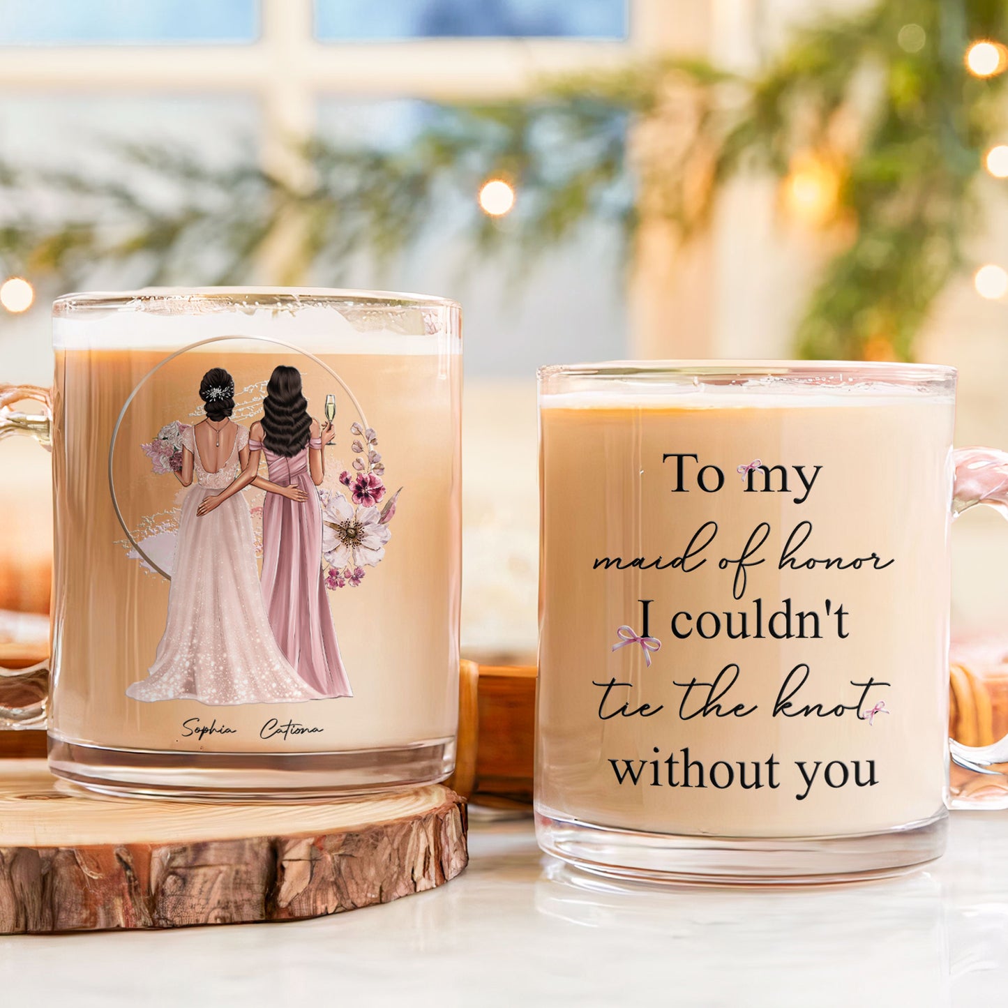 Wedding Gift For Bridesmaid I Couldn't Tie The Knot - Personalized Glass Mug