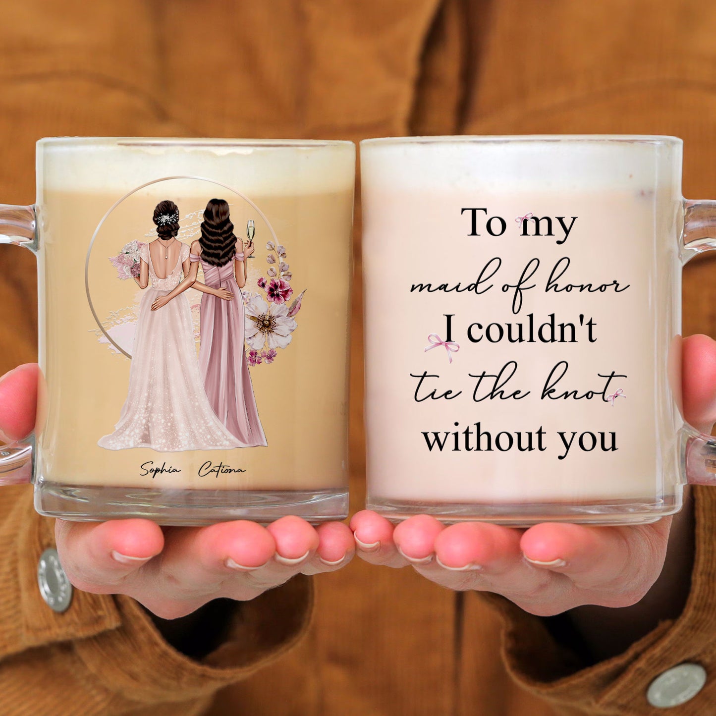 Wedding Gift For Bridesmaid I Couldn't Tie The Knot - Personalized Glass Mug