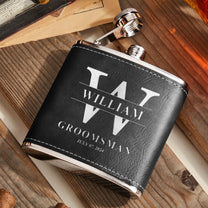 Wedding Gift For Groom And Groomsmen - Personalized Leather Flask