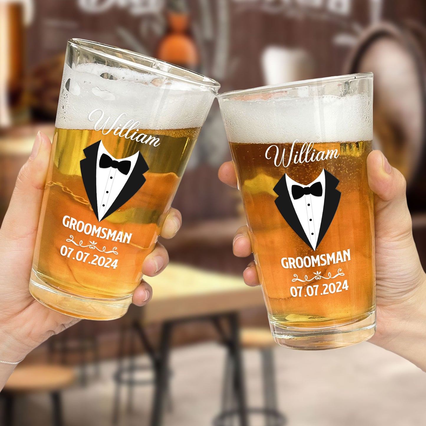 Wedding Gift For Groomsmen - Personalized Beer Glass