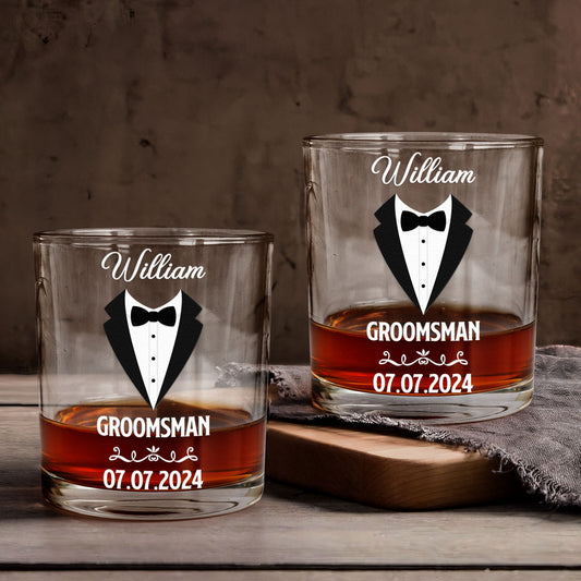 Wedding Gift For Groomsmen - Personalized Whiskey Glass