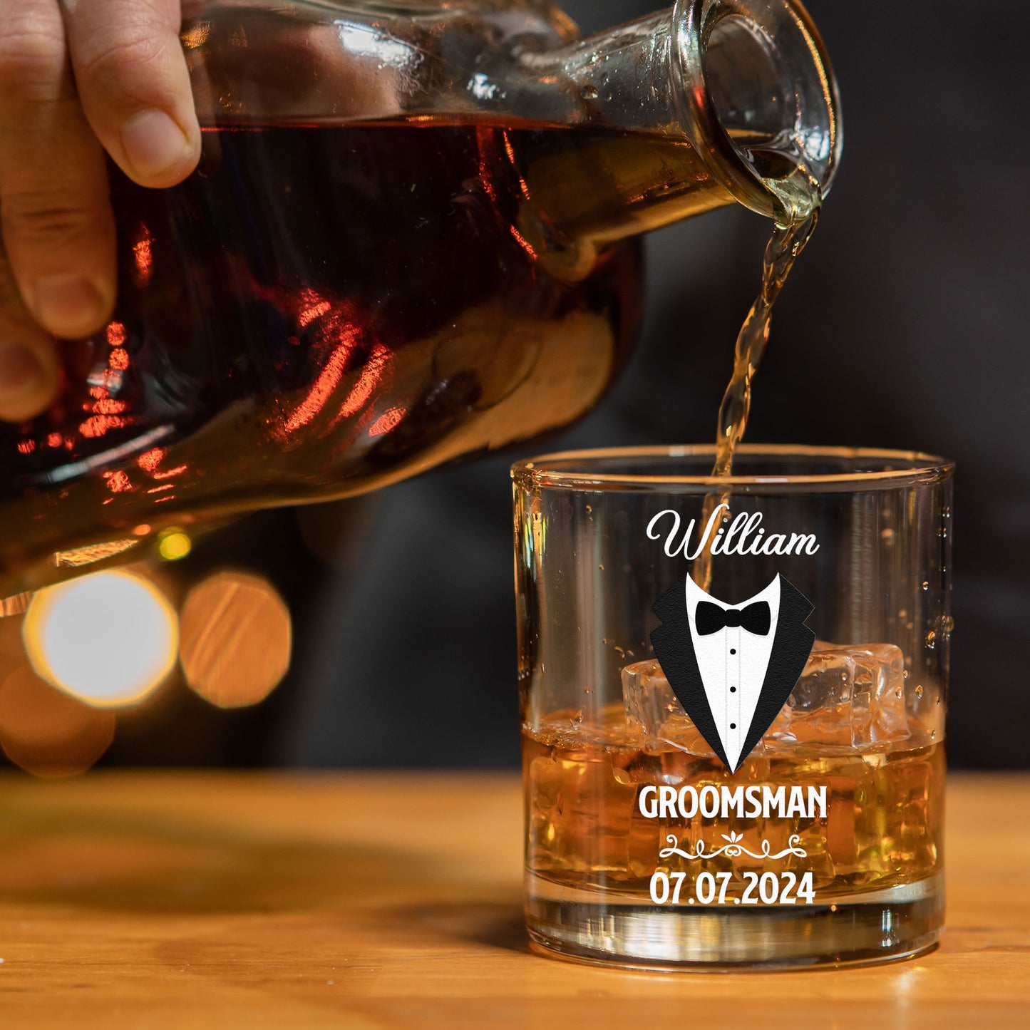 Wedding Gift For Groomsmen - Personalized Whiskey Glass