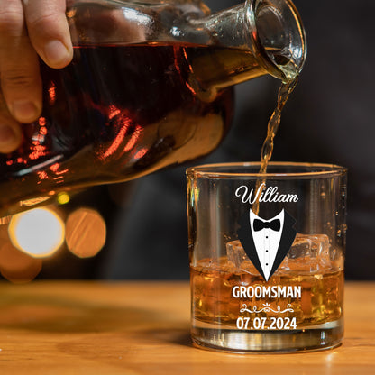Wedding Gift For Groomsmen - Personalized Whiskey Glass