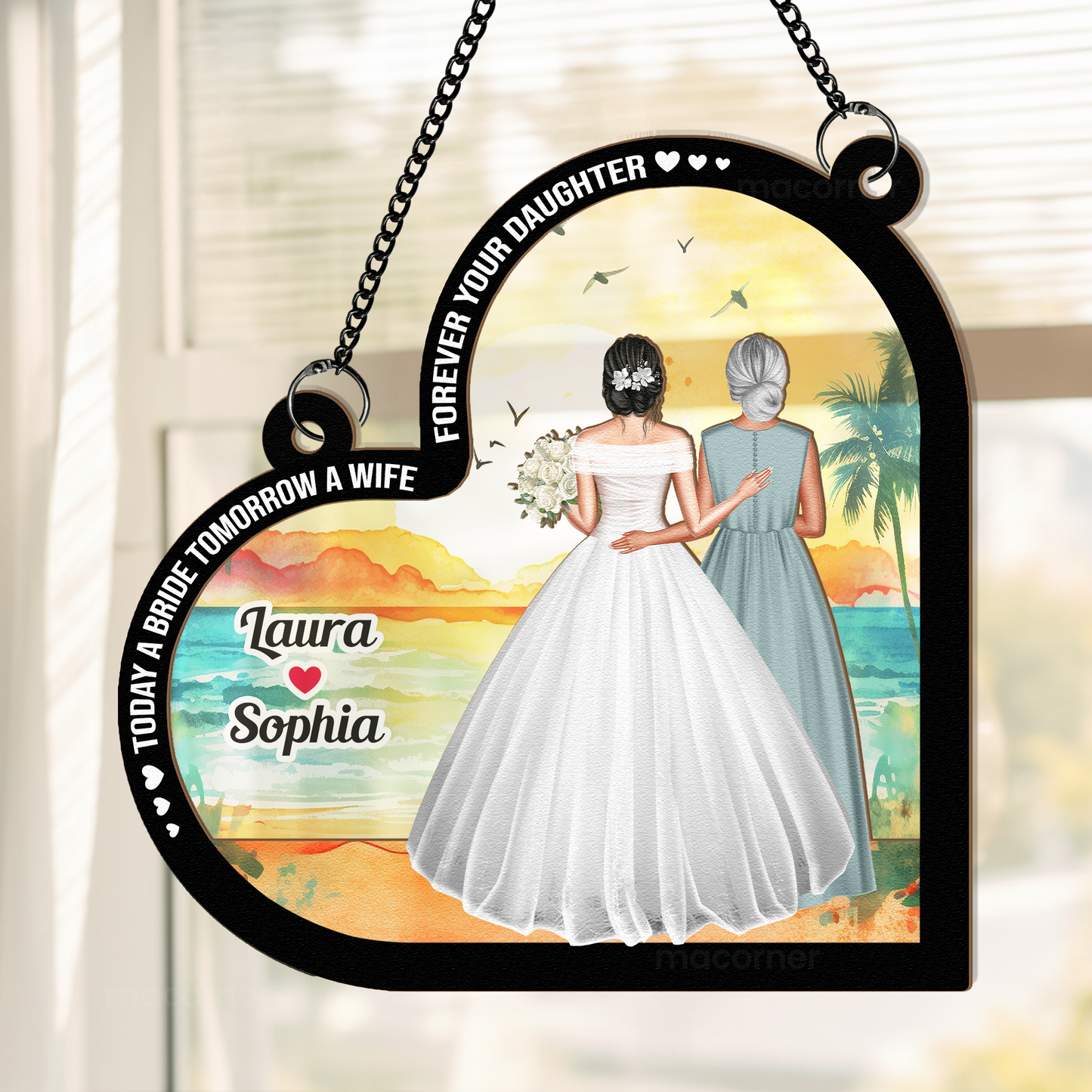 Wedding Gift For Mom Today A Bride - Personalized Window Hanging Suncatcher Ornament