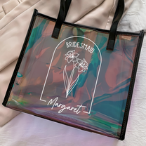 Wedding Gifts For Bridesmaid Custom Birth Month Flowers - Personalized Holographic Tote