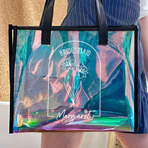 Wedding Gifts For Bridesmaid Custom Birth Month Flowers - Personalized Holographic Tote