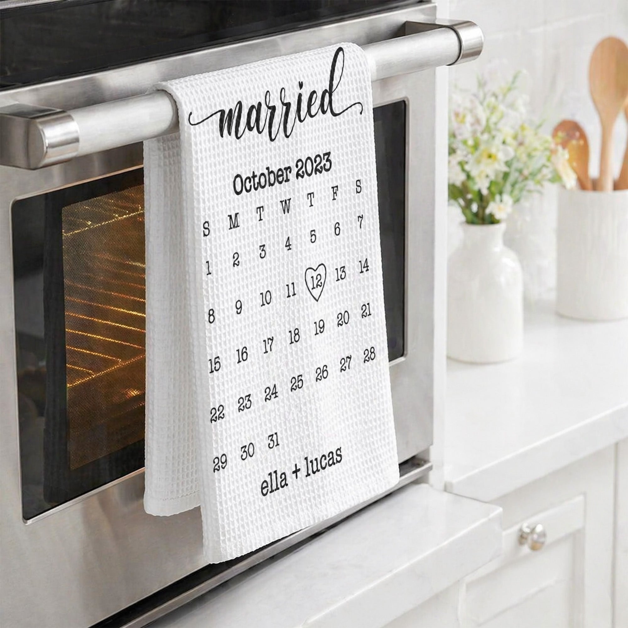 Wedding-Date-Dish-Towel-Custom-Calendar-Anniversary-Gift-Newlywed,-Engagement-Personalized-Kitchen-Towel-4